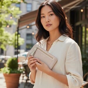 Kate Spade Neda Wallet Pink Champagne Leather Tassel Zip Around Chester